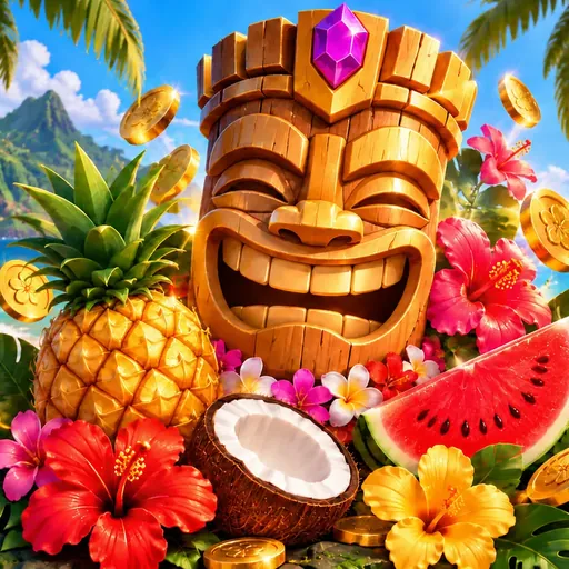 Aloha! Cluster Pays pokie cover art in a tropical island style